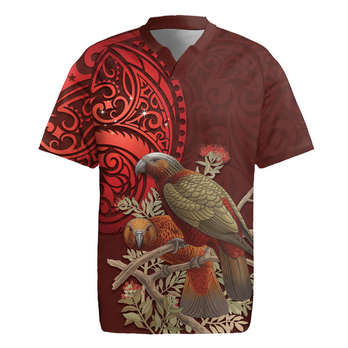 New Zealand Kaka Bird Personalised Rugby Jersey Pohutukawa Matariki Maori Pattern