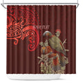 New Zealand Kaka Bird Personalised Shower Curtain Pohutukawa Matariki Maori Pattern