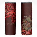 New Zealand Kaka Bird Personalised Skinny Tumbler Pohutukawa Matariki Maori Pattern