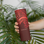 New Zealand Kaka Bird Personalised Skinny Tumbler Pohutukawa Matariki Maori Pattern