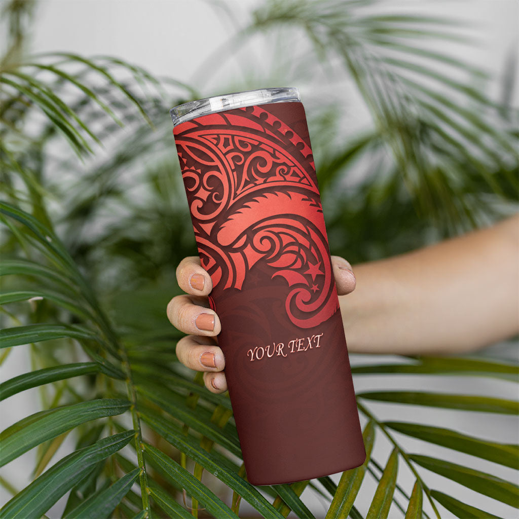 New Zealand Kaka Bird Personalised Skinny Tumbler Pohutukawa Matariki Maori Pattern