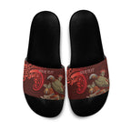 New Zealand Kaka Bird Personalised Slide Sandals Pohutukawa Matariki Maori Pattern