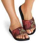 New Zealand Kaka Bird Personalised Slide Sandals Pohutukawa Matariki Maori Pattern