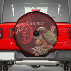 New Zealand Kaka Bird Personalised Spare Tire Cover Pohutukawa Matariki Maori Pattern