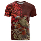 New Zealand Kaka Bird Personalised T Shirt Pohutukawa Matariki Maori Pattern