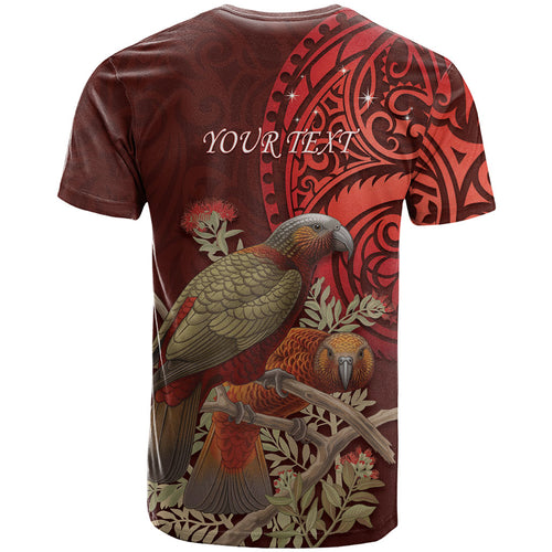 New Zealand Kaka Bird Personalised T Shirt Pohutukawa Matariki Maori Pattern