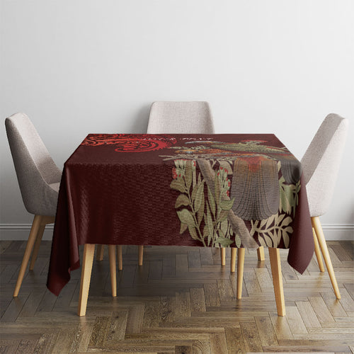 New Zealand Kaka Bird Personalised Tablecloth Pohutukawa Matariki Maori Pattern