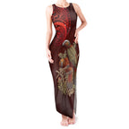 New Zealand Kaka Bird Personalised Tank Maxi Dress Pohutukawa Matariki Maori Pattern