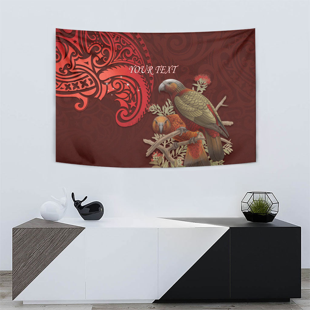 New Zealand Kaka Bird Personalised Tapestry Pohutukawa Matariki Maori Pattern