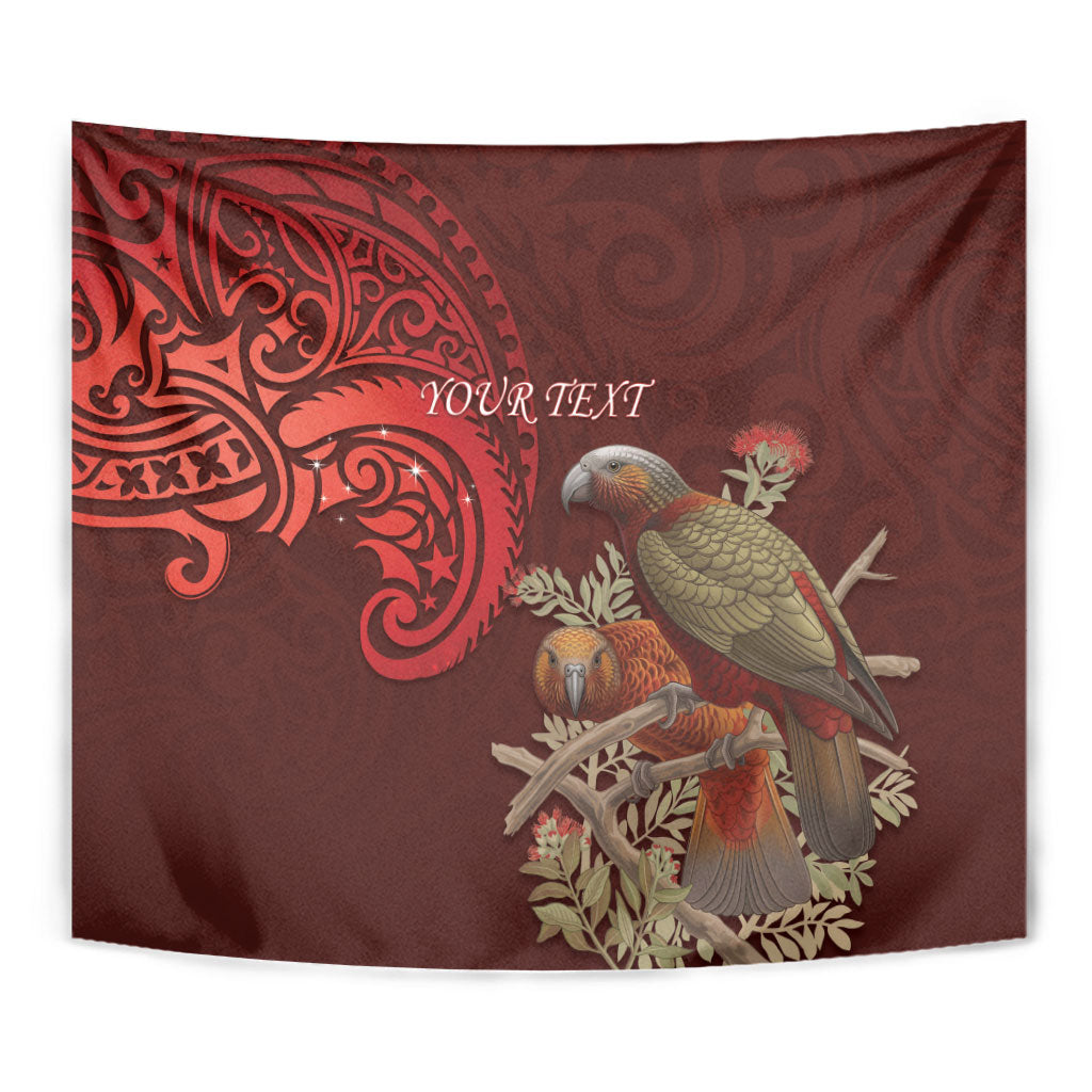New Zealand Kaka Bird Personalised Tapestry Pohutukawa Matariki Maori Pattern