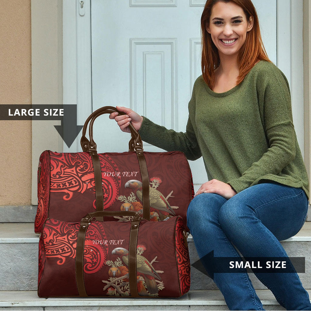 New Zealand Kaka Bird Personalised Travel Bag Pohutukawa Matariki Maori Pattern