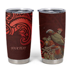 New Zealand Kaka Bird Personalised Tumbler Cup Pohutukawa Matariki Maori Pattern