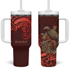 New Zealand Kaka Bird Personalised Tumbler With Handle Pohutukawa Matariki Maori Pattern