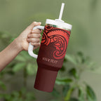 New Zealand Kaka Bird Personalised Tumbler With Handle Pohutukawa Matariki Maori Pattern