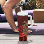 New Zealand Kaka Bird Personalised Tumbler With Handle Pohutukawa Matariki Maori Pattern