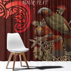 New Zealand Kaka Bird Personalised Window Curtain Pohutukawa Matariki Maori Pattern