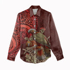 New Zealand Kaka Bird Personalised Women Casual Shirt Pohutukawa Matariki Maori Pattern