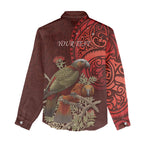 New Zealand Kaka Bird Personalised Women Casual Shirt Pohutukawa Matariki Maori Pattern