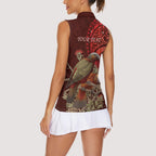 New Zealand Kaka Bird Personalised Women Sleeveless Polo Shirt Pohutukawa Matariki Maori Pattern