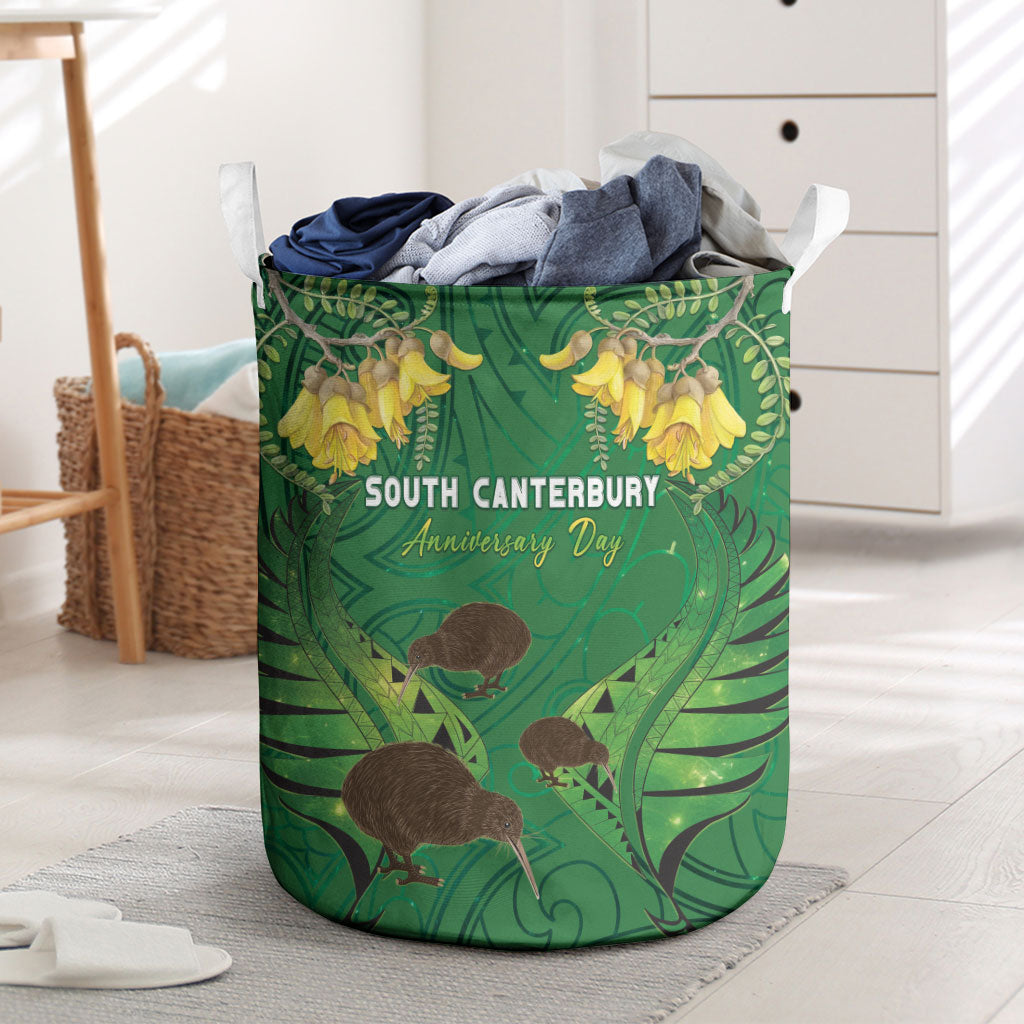 South Canterbury Anniversary Day Laundry Basket Kiwi Kowhai Silver Fern Maori Pattern
