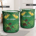 South Canterbury Anniversary Day Laundry Basket Kiwi Kowhai Silver Fern Maori Pattern