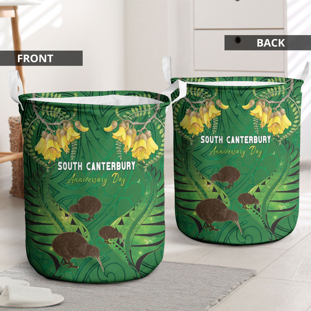 South Canterbury Anniversary Day Laundry Basket Kiwi Kowhai Silver Fern Maori Pattern