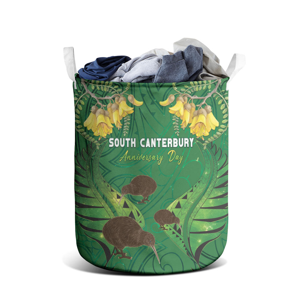 South Canterbury Anniversary Day Laundry Basket Kiwi Kowhai Silver Fern Maori Pattern