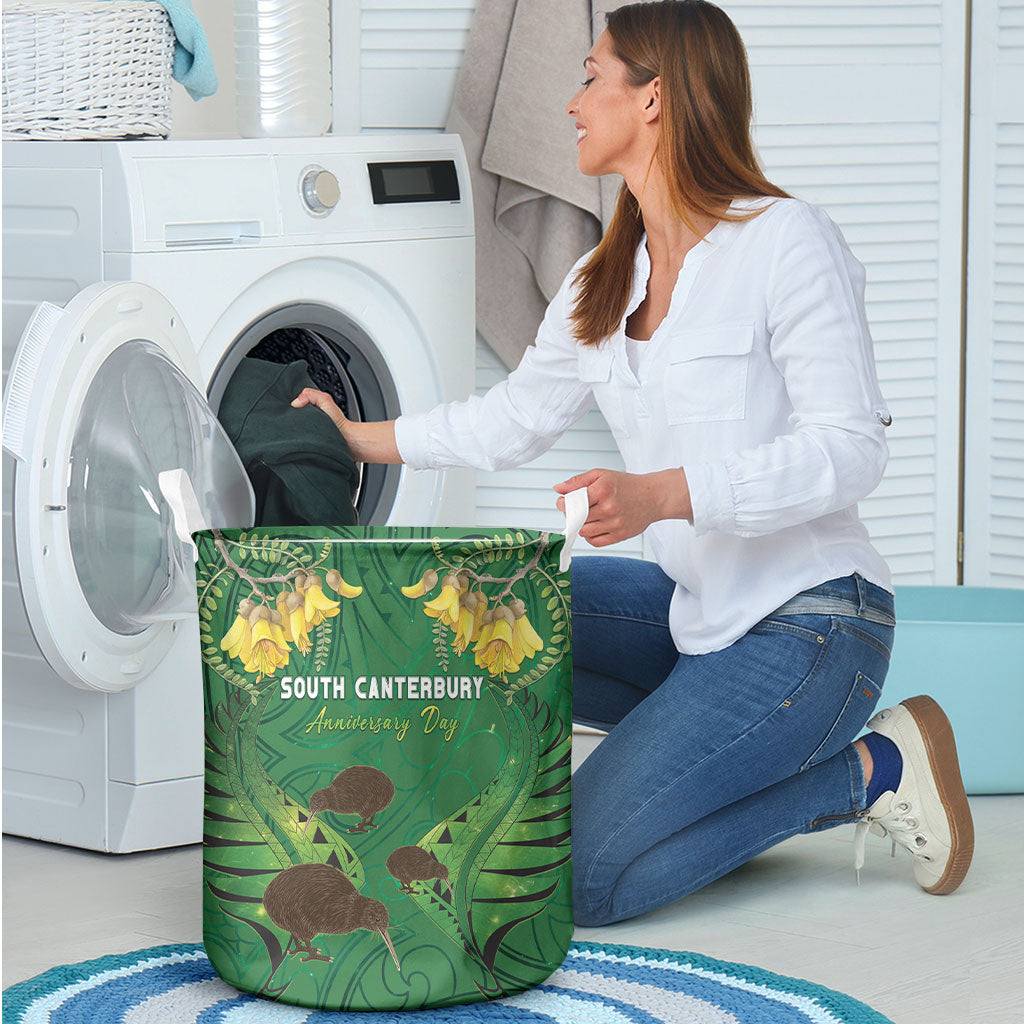 South Canterbury Anniversary Day Laundry Basket Kiwi Kowhai Silver Fern Maori Pattern