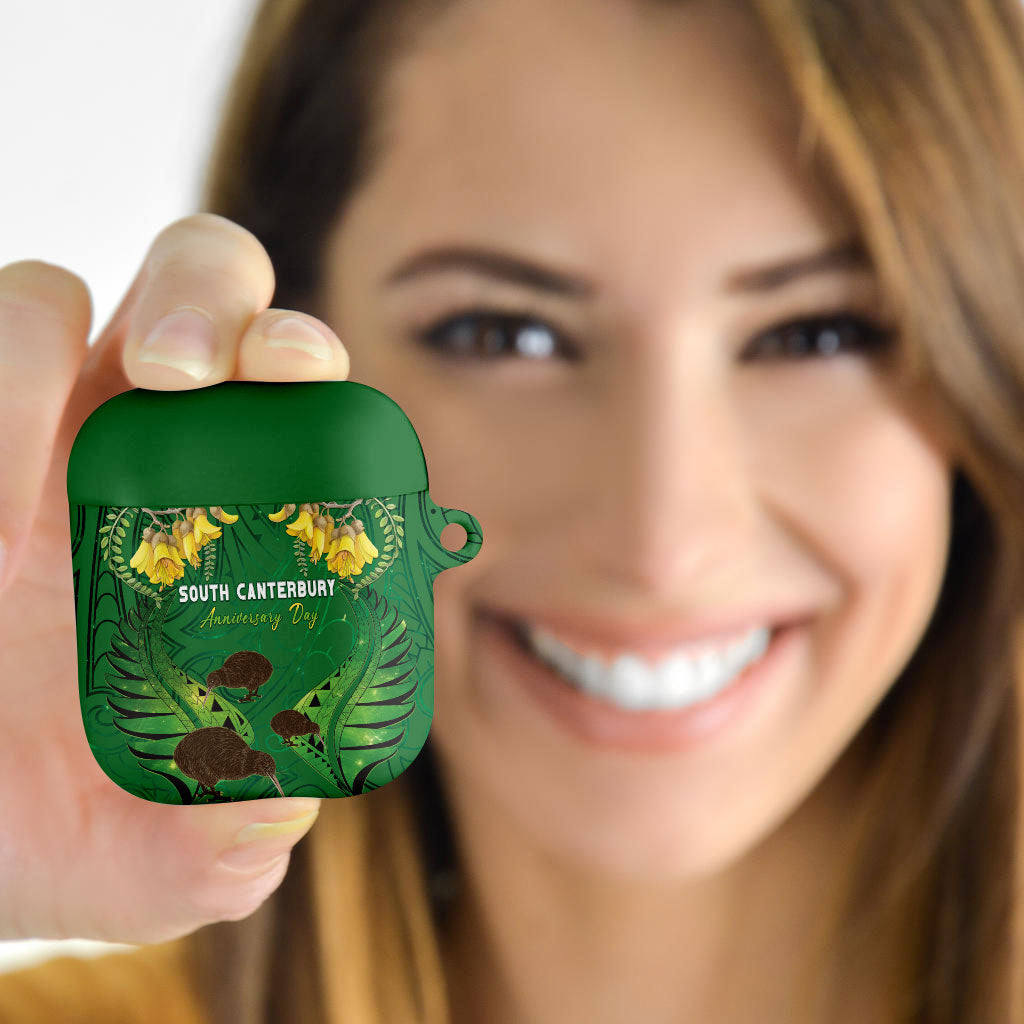 South Canterbury Anniversary Day AirPods Case Kiwi Kowhai Silver Fern Maori Pattern