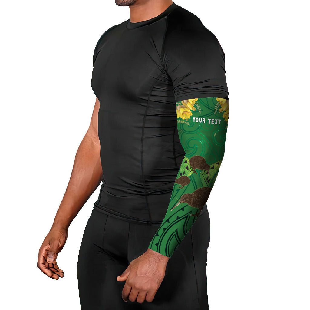 Personalised South Canterbury Anniversary Day Arm Sleeves Kiwi Kowhai Silver Fern Maori Pattern