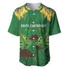 Personalised South Canterbury Anniversary Day Baseball Jersey Kiwi Kowhai Silver Fern Maori Pattern