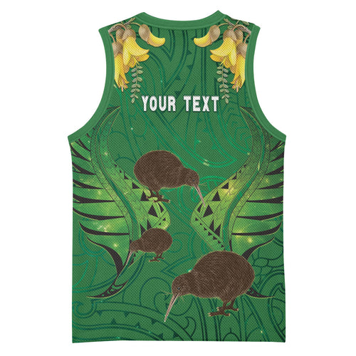 Personalised South Canterbury Anniversary Day Basketball Jersey Kiwi Kowhai Silver Fern Maori Pattern