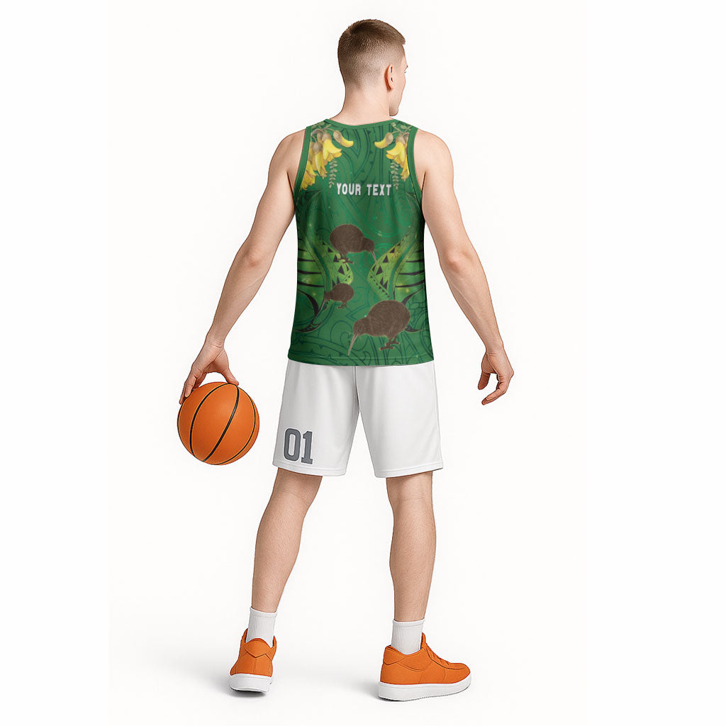 Personalised South Canterbury Anniversary Day Basketball Jersey Kiwi Kowhai Silver Fern Maori Pattern