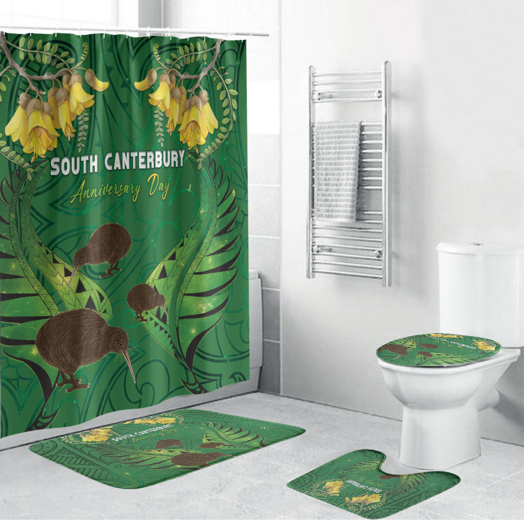 South Canterbury Anniversary Day Bathroom Set Kiwi Kowhai Silver Fern Maori Pattern