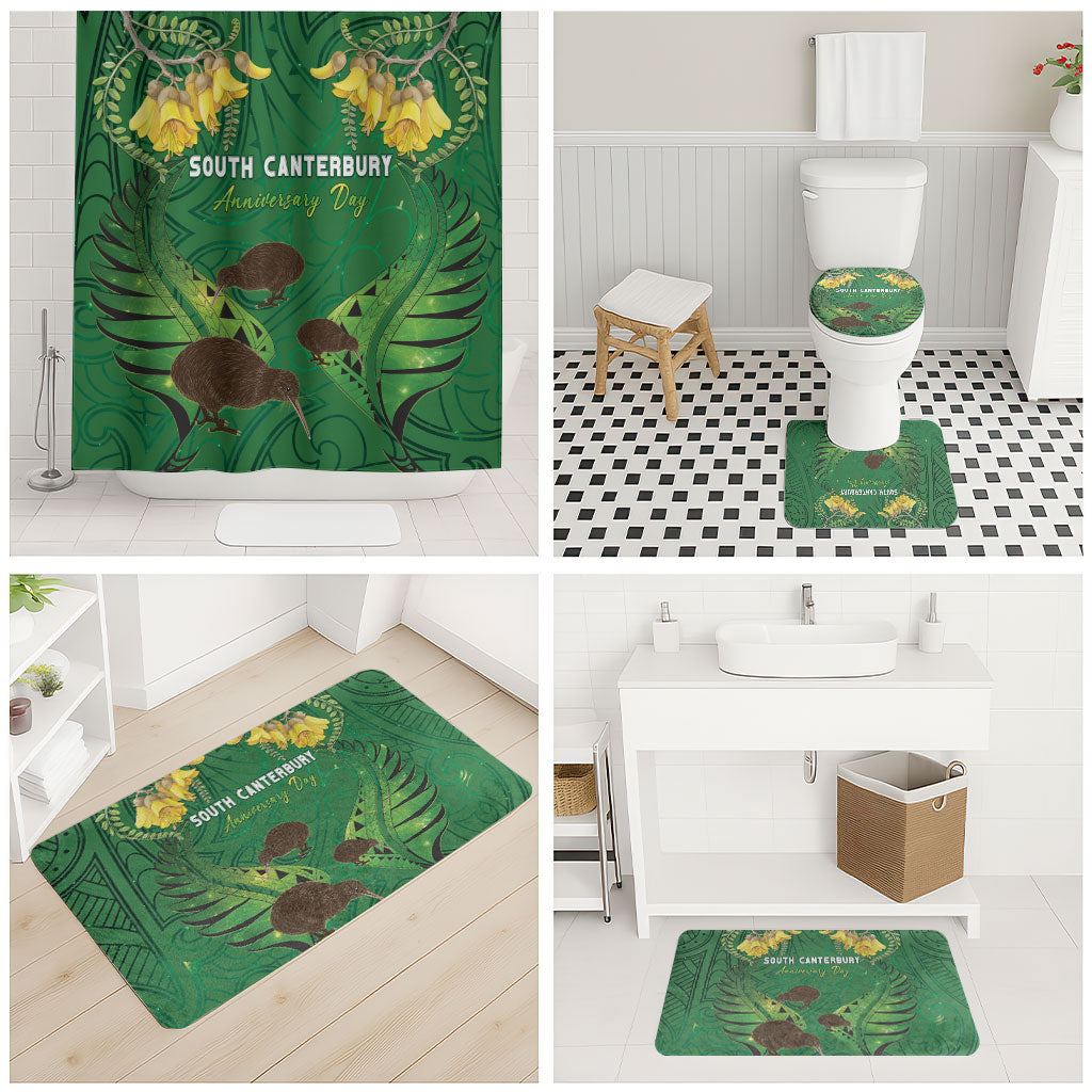 South Canterbury Anniversary Day Bathroom Set Kiwi Kowhai Silver Fern Maori Pattern