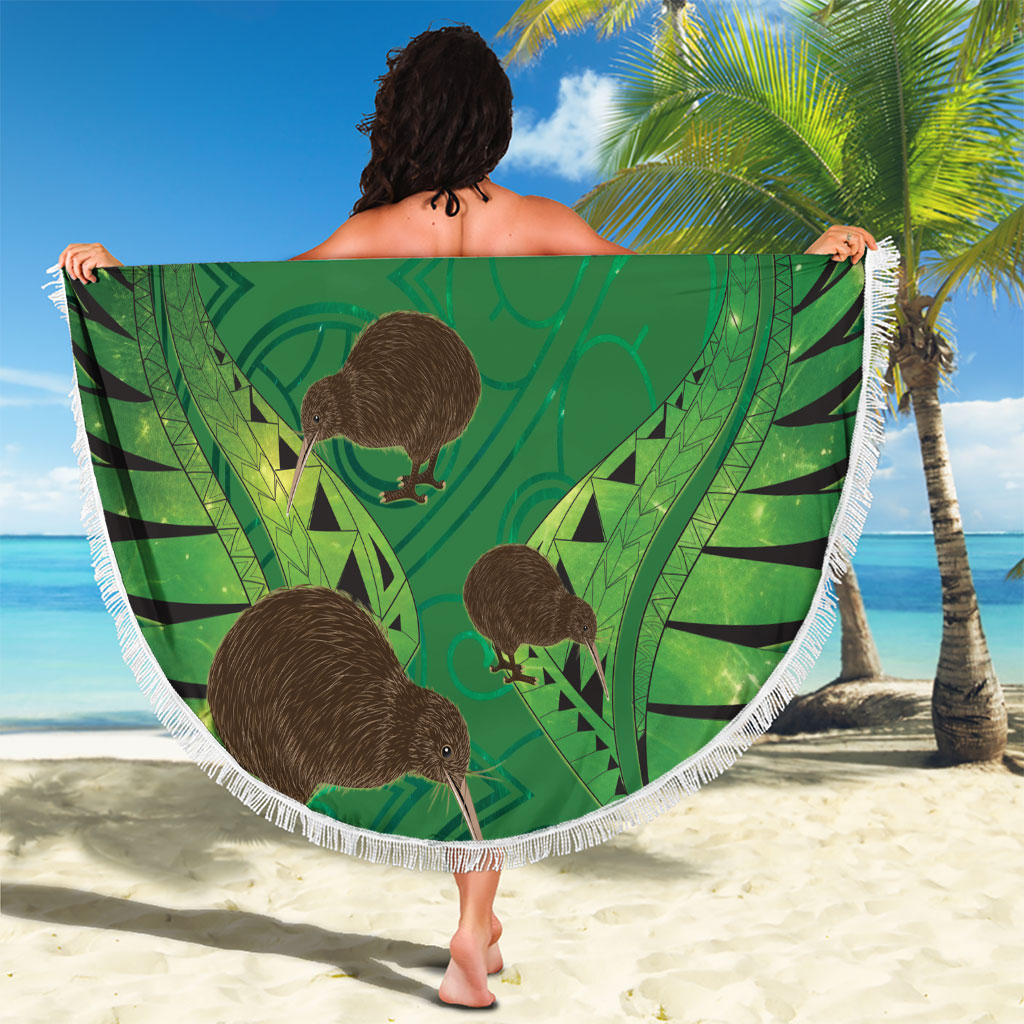 South Canterbury Anniversary Day Beach Blanket Kiwi Kowhai Silver Fern Maori Pattern