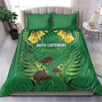 South Canterbury Anniversary Day Bedding Set Kiwi Kowhai Silver Fern Maori Pattern