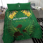 South Canterbury Anniversary Day Bedding Set Kiwi Kowhai Silver Fern Maori Pattern