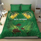 South Canterbury Anniversary Day Bedding Set Kiwi Kowhai Silver Fern Maori Pattern
