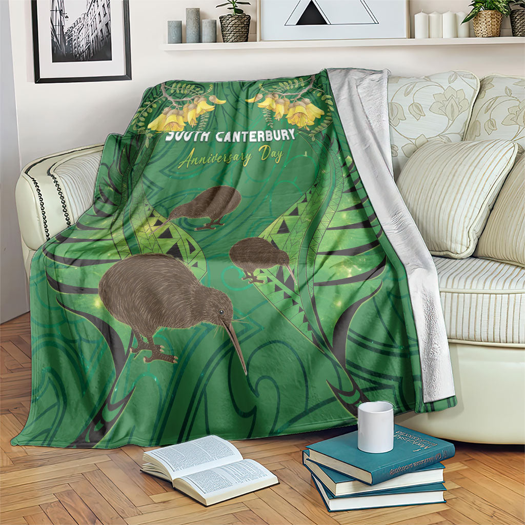 South Canterbury Anniversary Day Blanket Kiwi Kowhai Silver Fern Maori Pattern