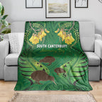 South Canterbury Anniversary Day Blanket Kiwi Kowhai Silver Fern Maori Pattern