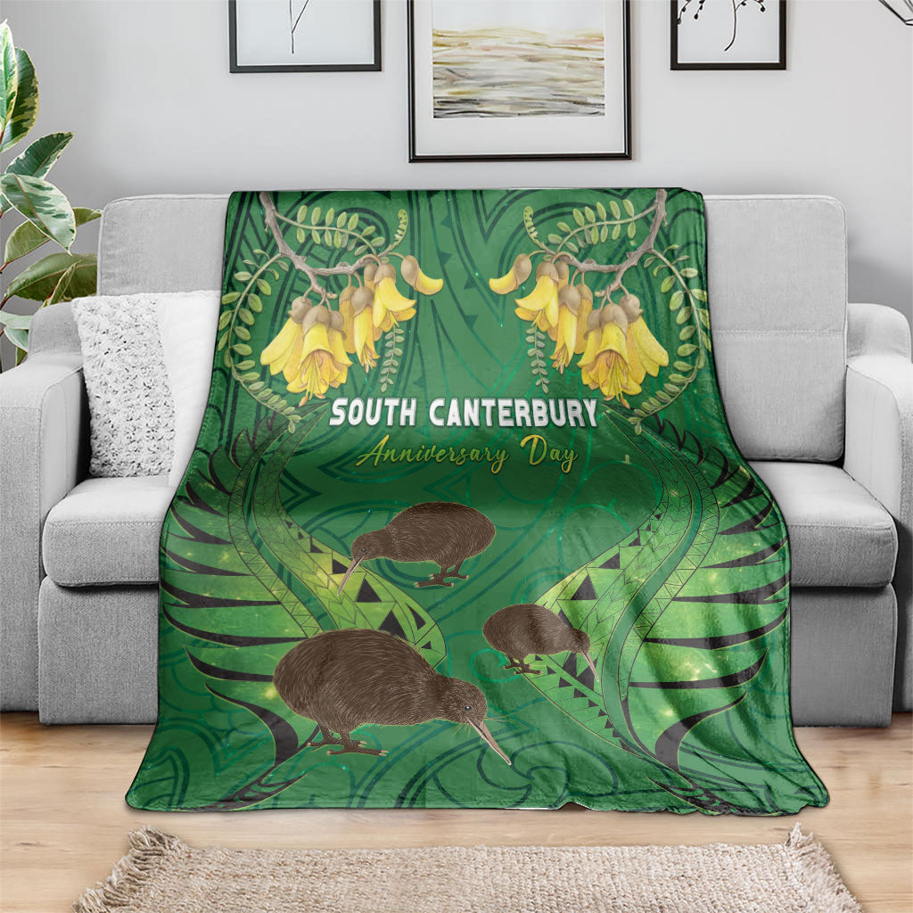 South Canterbury Anniversary Day Blanket Kiwi Kowhai Silver Fern Maori Pattern