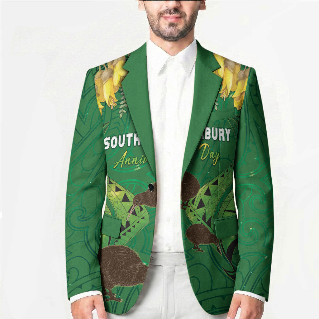 Personalised South Canterbury Anniversary Day Blazer Kiwi Kowhai Silver Fern Maori Pattern