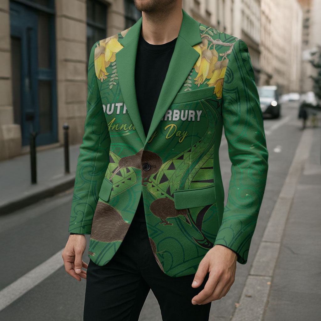Personalised South Canterbury Anniversary Day Blazer Kiwi Kowhai Silver Fern Maori Pattern