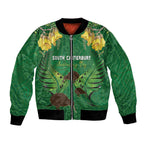 Personalised South Canterbury Anniversary Day Bomber Jacket Kiwi Kowhai Silver Fern Maori Pattern