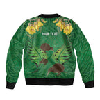 Personalised South Canterbury Anniversary Day Bomber Jacket Kiwi Kowhai Silver Fern Maori Pattern