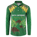 Personalised South Canterbury Anniversary Day Button Sweatshirt Kiwi Kowhai Silver Fern Maori Pattern
