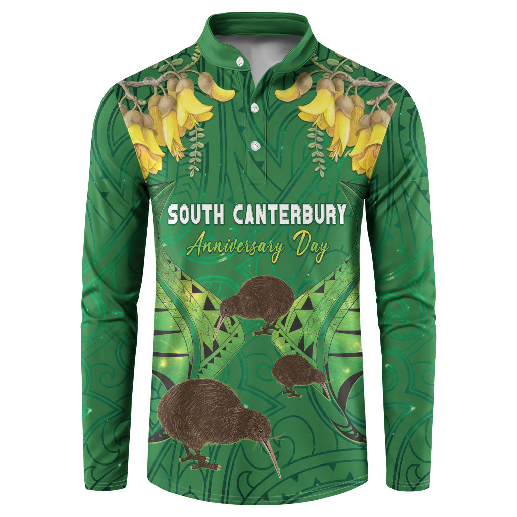 Personalised South Canterbury Anniversary Day Button Sweatshirt Kiwi Kowhai Silver Fern Maori Pattern