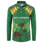 Personalised South Canterbury Anniversary Day Button Sweatshirt Kiwi Kowhai Silver Fern Maori Pattern