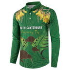 Personalised South Canterbury Anniversary Day Button Sweatshirt Kiwi Kowhai Silver Fern Maori Pattern